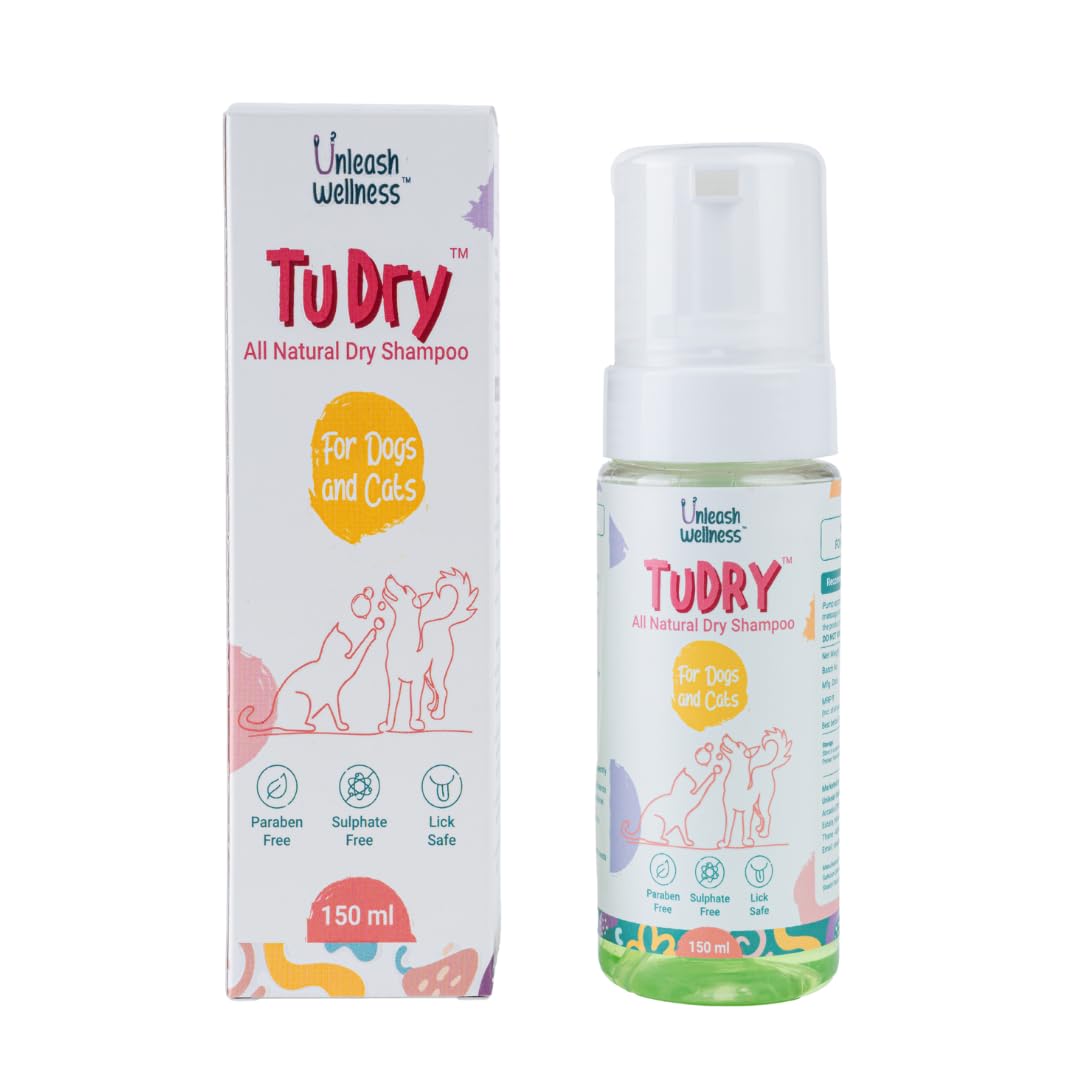 Unleash Wellness TUDRY - Natural Waterless Dog Dry Shampoo/Spray, No Rinse Cleansing with Aloe Vera | Anti-Bacterial | Paraben & Sulphate Free | Lick-Safe | Itch Relief Formula for Coat Care (150ml) (B0CKXXVZ42) Amazon Price History, Amazon Price Tracker