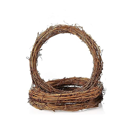 Lot de 3 couronnes en anneau de rotin naturel de 24 cm - Couronne de branche de vigne - Couronne de...