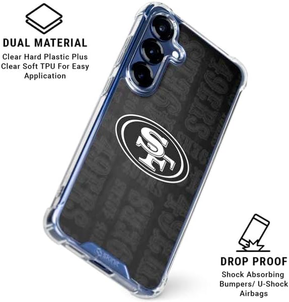 Skinit Clear Phone Case Compatible with Galaxy S25 Plus - Officially Licensed NFL San Franciso 49ers Black & White Design