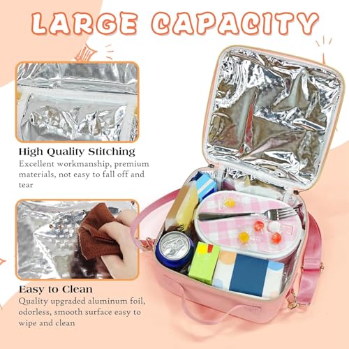 ZAKSTAR Insulated Lunch Bag for Kids and Women, Large Preppy Lunch Bag with Adjustable Shoulder Strap - Image 3
