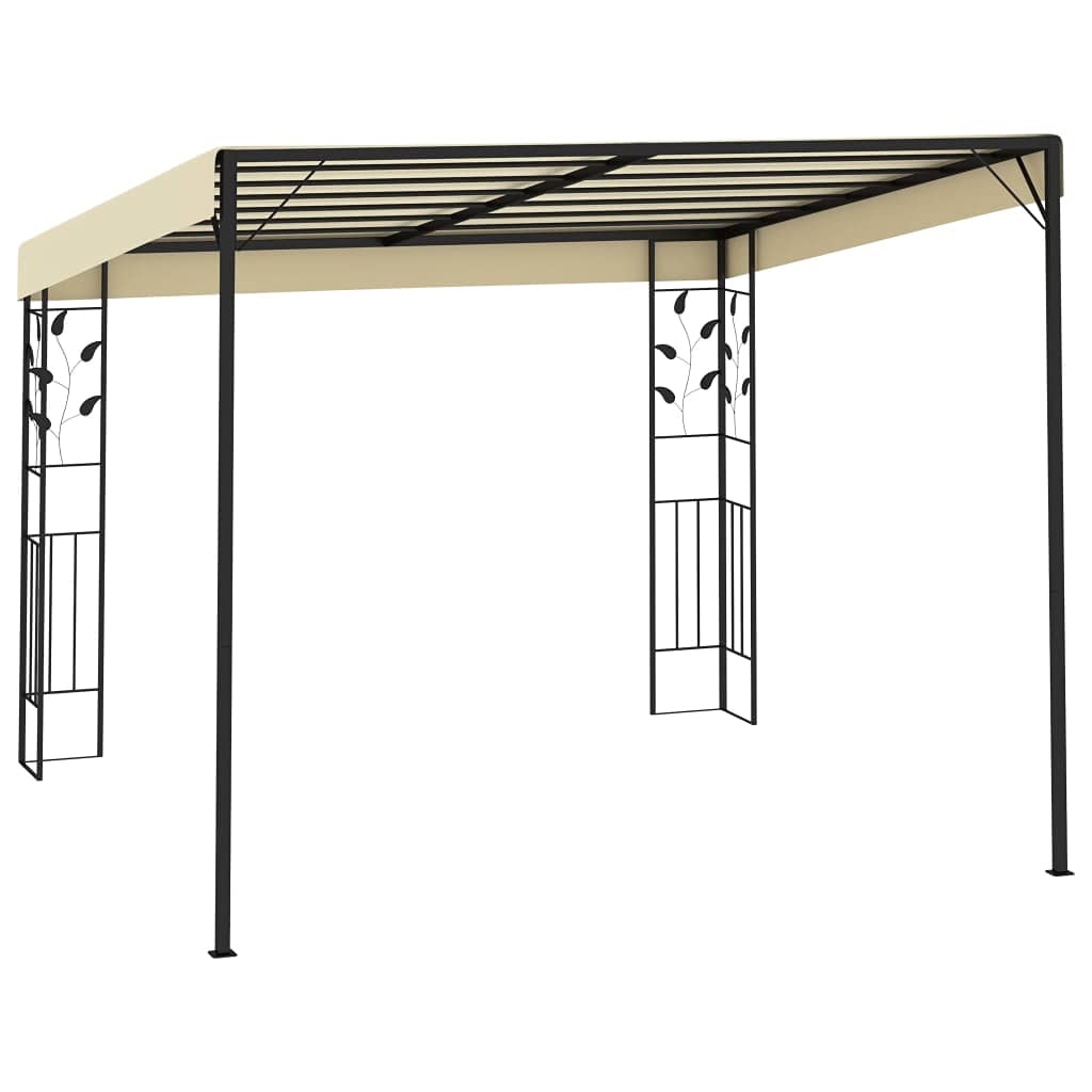 Pawilon ścienny, 3 x 3 x 2,5 m, kremowo-biały, stal malowana proszkowo, obicie poliestrowe, pawilon ogrodowy na taras, balkon, kemping, imprezę, grillowanie, imprezę w ogrodzie