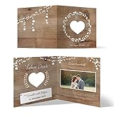30 x Lasergeschnittene Hochzeit Dankeskarten individuelle Danksagungskarten Klappkarten Quadrat - Holz Lichtgirlande