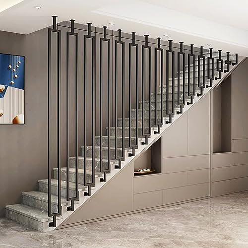 Modern Wrought Iron Stair Balusters - Satin Black Metal Railing for Staircase, Corridor, Attic & Porch Décor - 120cm (47.24inch) Decorative Spindles