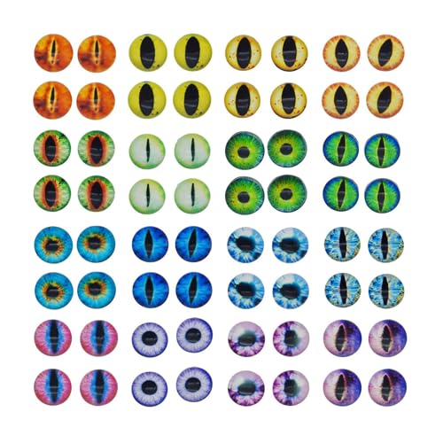 Julie Wang 6MM 100PCS Mixed Dragon Eyes Flatback Glass Cabochon Dome for Artworks Making Craft Jewelry DIY Findings about 0.24inches
