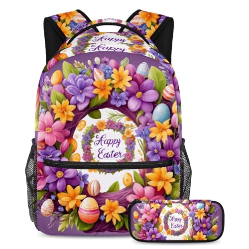 Sac à dos pour garçons et filles avec pochette assortie couronne violette
