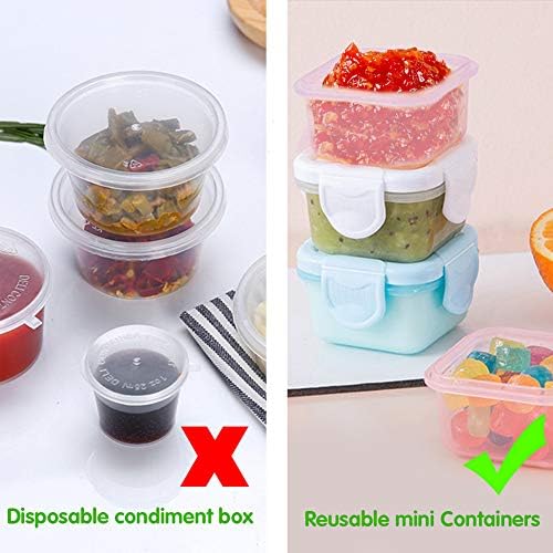 SwirlColor Sauce Containers With Lids Mini Sauce Pots Dip Cups Travel Condiment Container 6Pcs 2oz/60ml