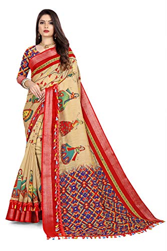 Hitarth Fashion Traditional Jute Cotton Saree with Unstitched Blouse Piece (Skin) Hitarth Fashion Traditional Jute Cotton Saree with Unstitched Blouse Piece (Skin)