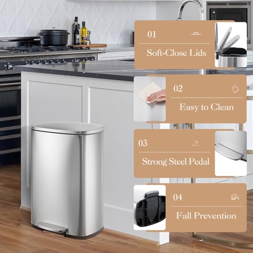 Caneca de basura para cocina IDEALHOUSE 50L acero inoxidable miniatura 5