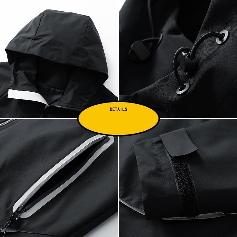 Mens Waterproof Outdoor Jacket Hooded Fall Casual Sport Windproof Lightweight Shell Jackets for Men