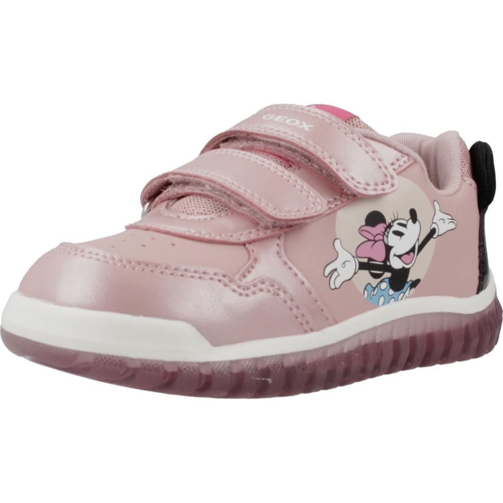 Geox Baby LIGHTYLOO GIRL B Sneaker, OLD ROSE/BLACK, 2 UK Child