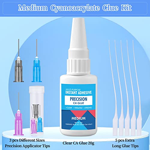 Medium CA Glue Adhesive for Metal and Stones - Quick Dry Model Adhesive With Precision Microtips Applicators for Jewelry Making, Repairing Ceramic, Hobby Crafts - Image 2
