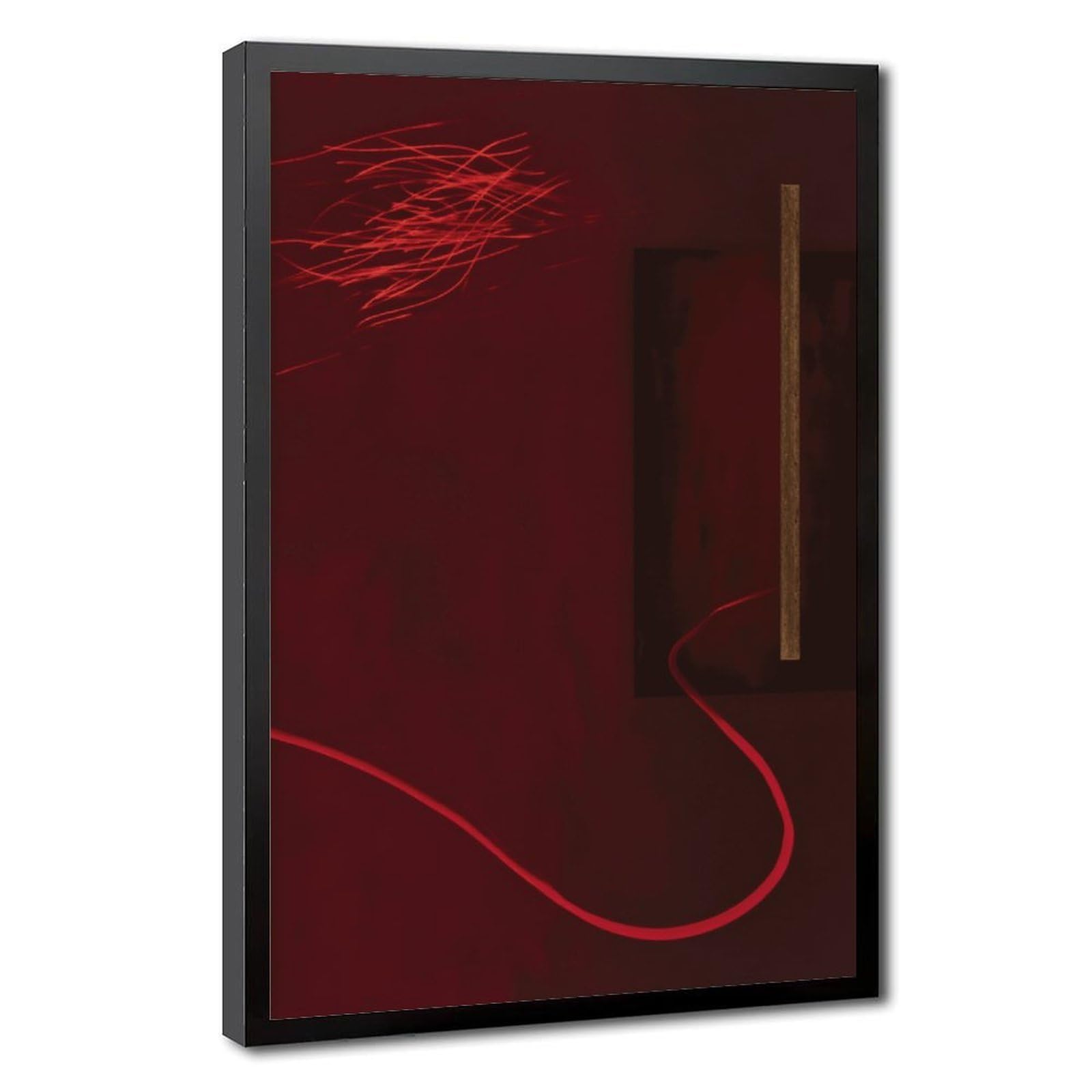 Zguols Red Abstract And Minimalist Poster Canvas Poster Bedroom Decor Sports Landscape Office Room Decor Gift Black Frame 16" L X 24" W