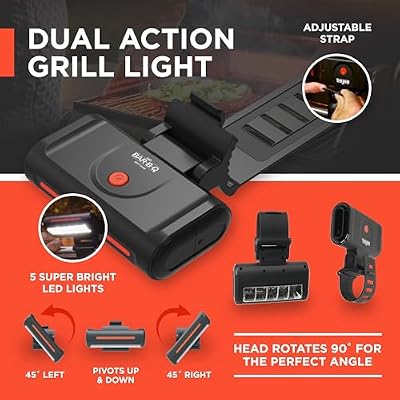 Mr. Bar-B-Q Super Bright BBQ LED Grill Dual Action Light, Adjustable Light Head & Strap for Entire Grilling Space, Water & Heat Resistant