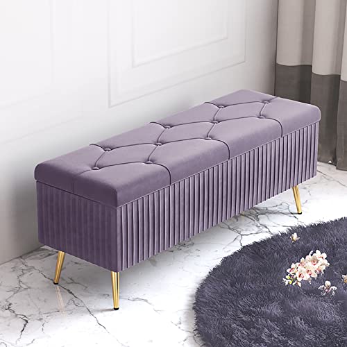 ZGHQHCDRH Zapatero, Baúl tapizado de Felpa for Almacenamiento,Banco Zapatos Entrada Moderno,Taburete Acolchado for reposapiés for Dormitorio y Sala Estar(Purple,100x40x45cm(39x16x18inch))