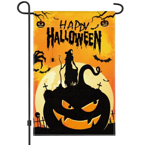AhfuLife Drapeau jardin Halloween décoration, 12x18 po