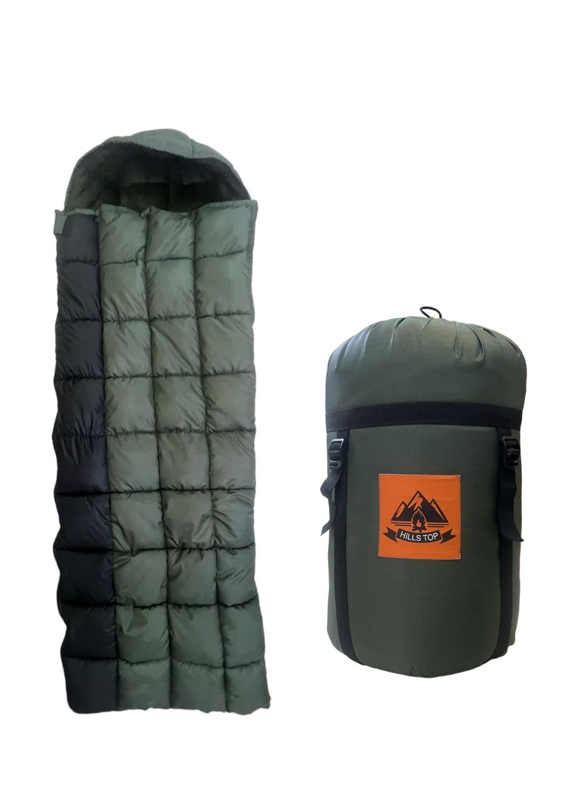 HILLS TOP Army Sleeping Bag for Adults up to 7 ft | 0 to -10°C Lightweight Waterproof Sleeping Bag | Indoors Outdoors| Best for Backpacking Camping Mountain Hiking Traveling (Military Green) (B0BNLB3C8M) Amazon Price History, Amazon Price Tracker