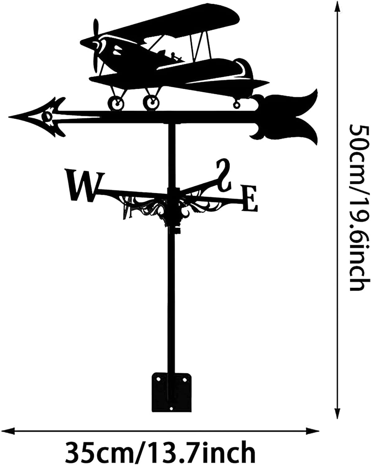 飛行機用風見鶏 ファームハウス用風見鶏、屋外用金属ブラケット風見鶏、ガーデンルーフマウント、ルーフガーデンマウント用風向インジケータ
