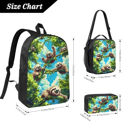 Cartoon Sloth Backpacks 3 Pcs Unisex Travel Backpack with Fun Graphic Cartoon Print for Daily Commute2