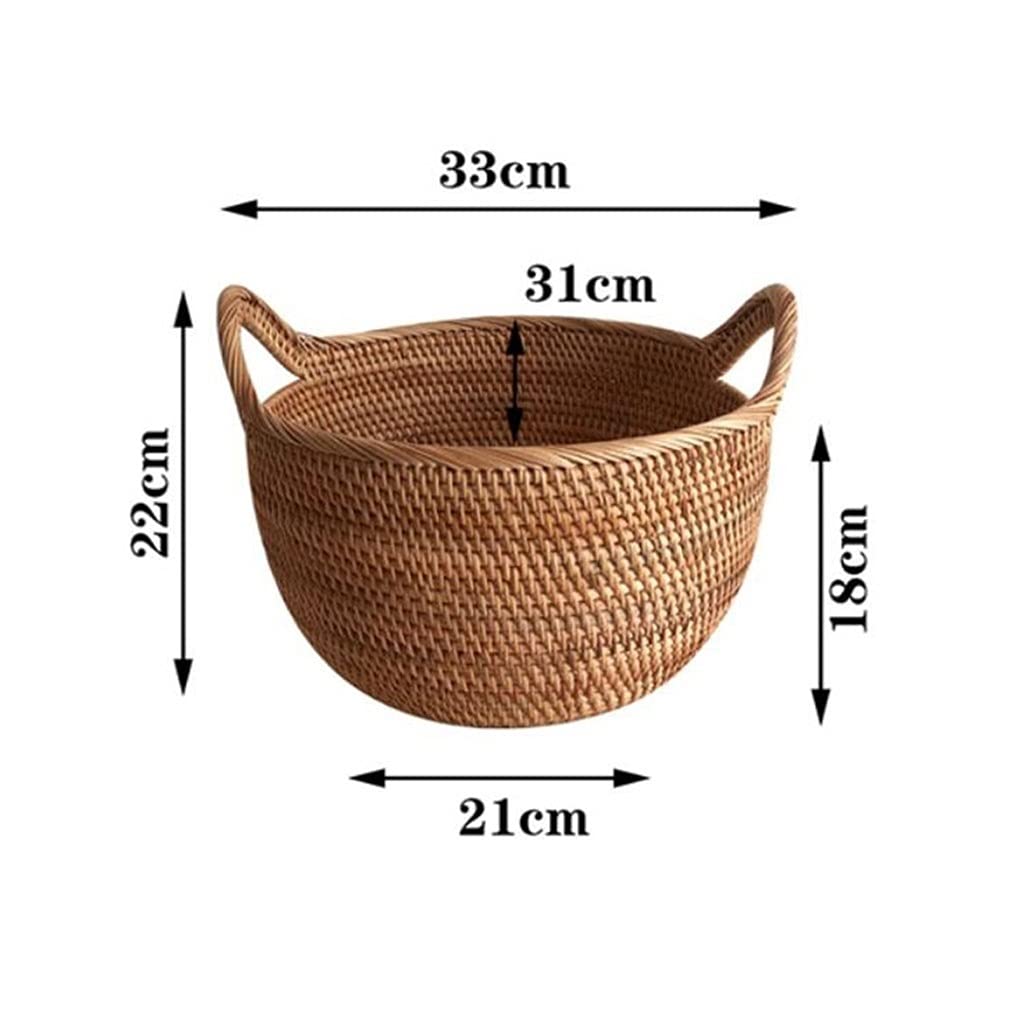 Panier de rangement, panier pique-nique, créatif, rond en osier avec poignée, rotin, fruits et légumes, for camping fêtes plein air