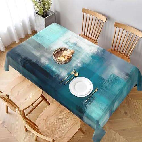 mutakin Teal Grey Tablecloth Turquoise Rectangle Table Cloth Washable Table Cover for Decoration Kitchen Dining Room 60x90 Inch by mutakin - Image 5