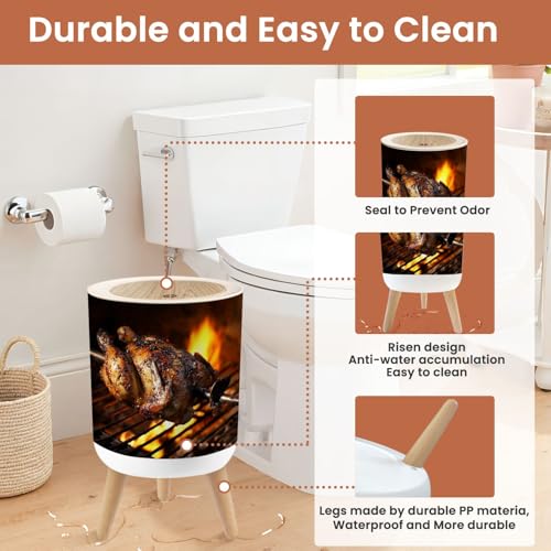 Papelera pequeña con tapa 1.8 galones para cocina y baño miniatura 5