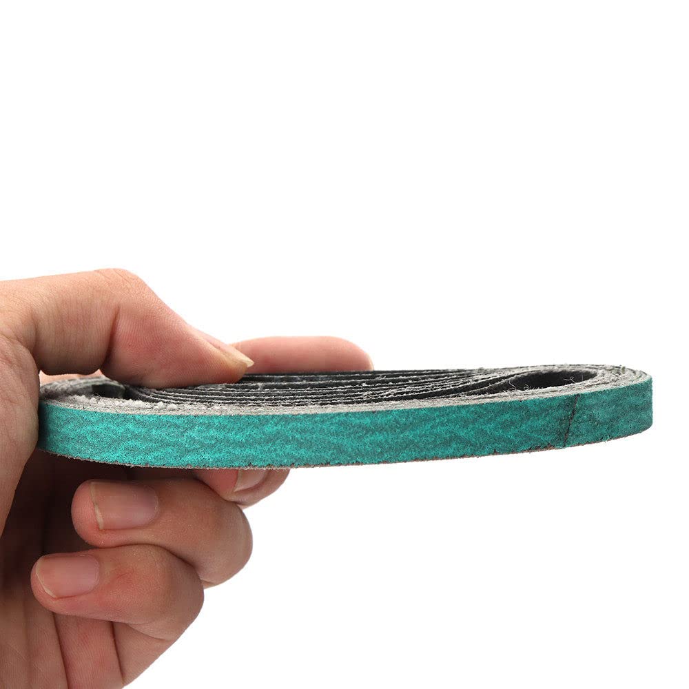 Nastri abrasivi 10x330mm 3/8inch x13inch Nastri abrasivi in ​​allumina fusa Zirconia Utensile abrasivo Lucidatura di metalli morbidi per legno 60/80/120 Grana,80,30 pezzi