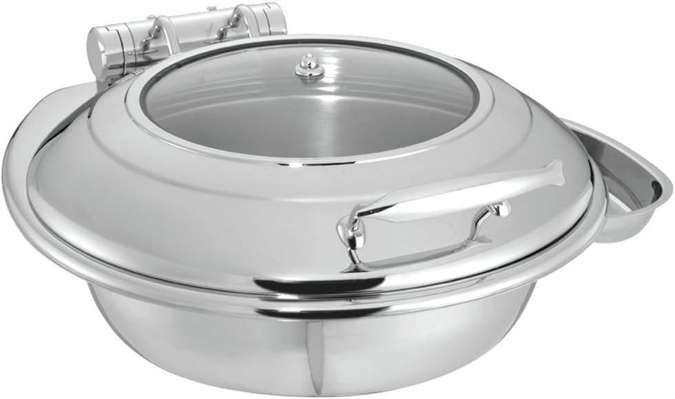 HUBERT Induction Chafer Round 6 3/10 Quart Stainless Steel - 20 1/2 L x 18" W x 8 1/4 H