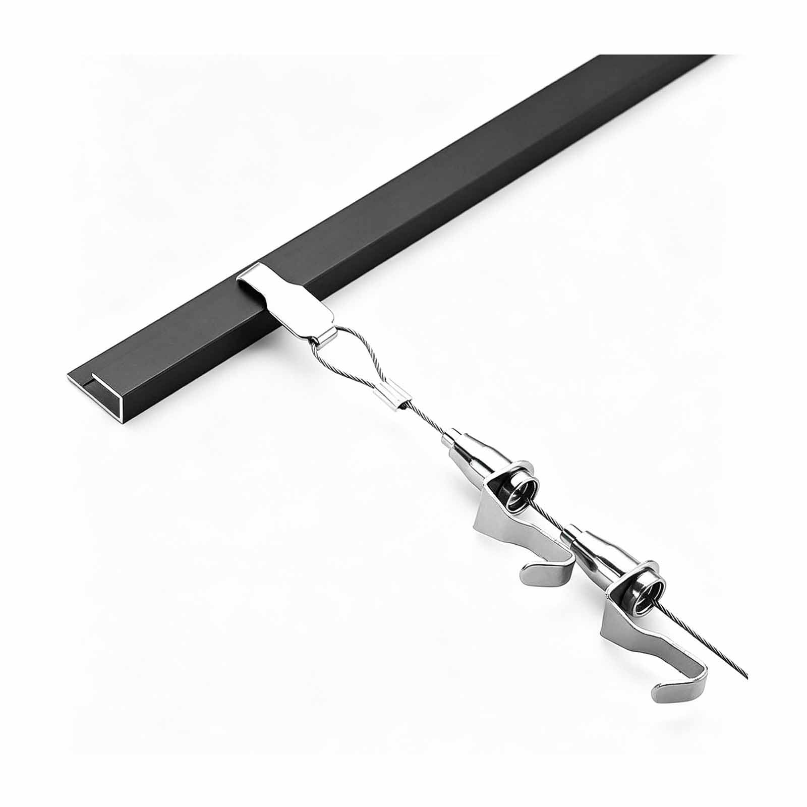Art Hanging System, Vintage Picture Rail Hanging System with 2 Hooks, Modern Gallery Style Art Display System for Picture Poster(Black,150cm)