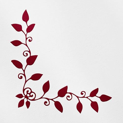 Calcomanías transparentes de esquina de hoja de vid florecer silueta (borgoña) Calcomanías de vinilo impermeable premium para teléfono portátil,