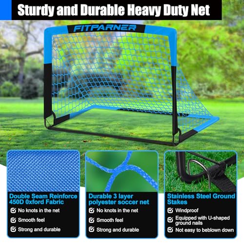 Image of Kids Soccer Goals for Backyard Set - 2 Pack of Portable Pop Up Soccer Nets with Ball,Cones,Complete Training Equipment Kit for Toddler,Youth,Kids Age 3-14,Outdoor Sports Game