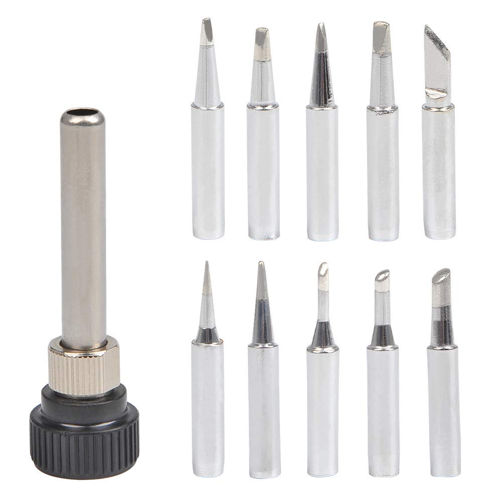 10Pcs 900M-T Soldering Iron Tips for Hakko, TENMA, ATTEN, Quick, Aoyue, Yihua, Maplin, ABF Soldering Station, Soldering Gun, Lead-Free Solder Iron Tip with 1pcs Welding Sleeve
