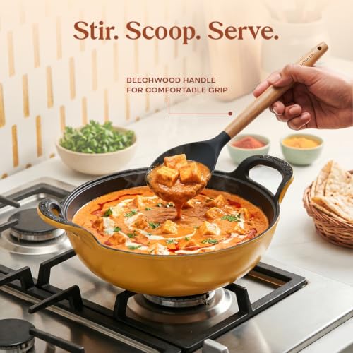 Image of CUMIN CO. Silicone Spoonula | Non Toxic Heat Resistant Spatula for Cooking and Baking | BPA Free, SGS Certified | Upto 230C | Cookware Friendly