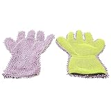 BokWin 2-Pack Car Wash Mitt Scratch Free, 5-Finger Microfiber Wash Mitts, Car Interior Exterior Cleaning Gloves, Auto Chenille Washing Sponge Kits for Cleaning Wheel Tight Spot(Purple)