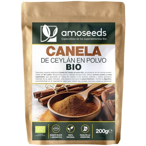 Canela de Ceilán en polvo BIO 200 g | Molida, pura, natural, sin aditivos | Sabor intenso | Primera calidad