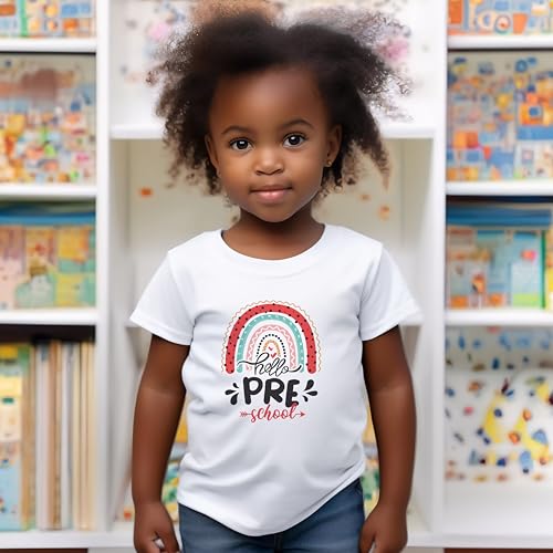 Hello Pre-School #13 Toddler Shirts, 2T-4T, Girls, Rainbow, Great for The First Day of School Or Everyday Wear2