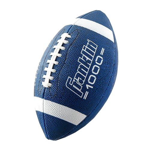 Franklin Sports Junior Size Football - Grip-Rite Youth Footballs - Extra Grip Synthetic Leather Perfect for Kids - Blue and White