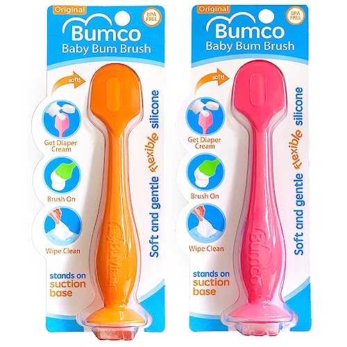 Image of Bumco Diaper Cream Spatula (2-Pack) - BPA-Free Diaper Bag Essentials, Soft & Flexible Butt Spatula Baby, Mom-Invented Butt Paste Spatula, Diaper Cream Applicator, Bumco Baby Bum Brush, Diaper Spatula