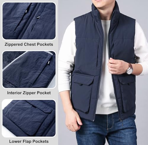 LOUECHY Men's Fleece Lined Puffer Vest Lightweight Sleeveless Jacket Warm Outerwear Winter Vests4