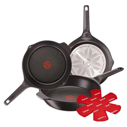 Tefal E215S3A Aroma- Sartenes de aluminio, con Antiadherente para Todo Tipo de Cocinas Incluido Inducción, Negro, 22, 24 y 26 cm, Juego de 3
