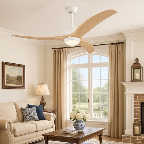 AZGaea 52 Inch Ceiling Fans with Lights, Solid Walnut Wood