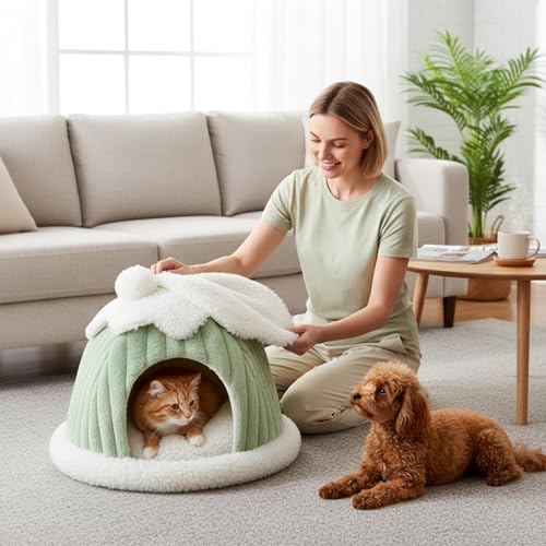 Panier pour chat fermé contre le stress des animaux de moins 3 kg vert