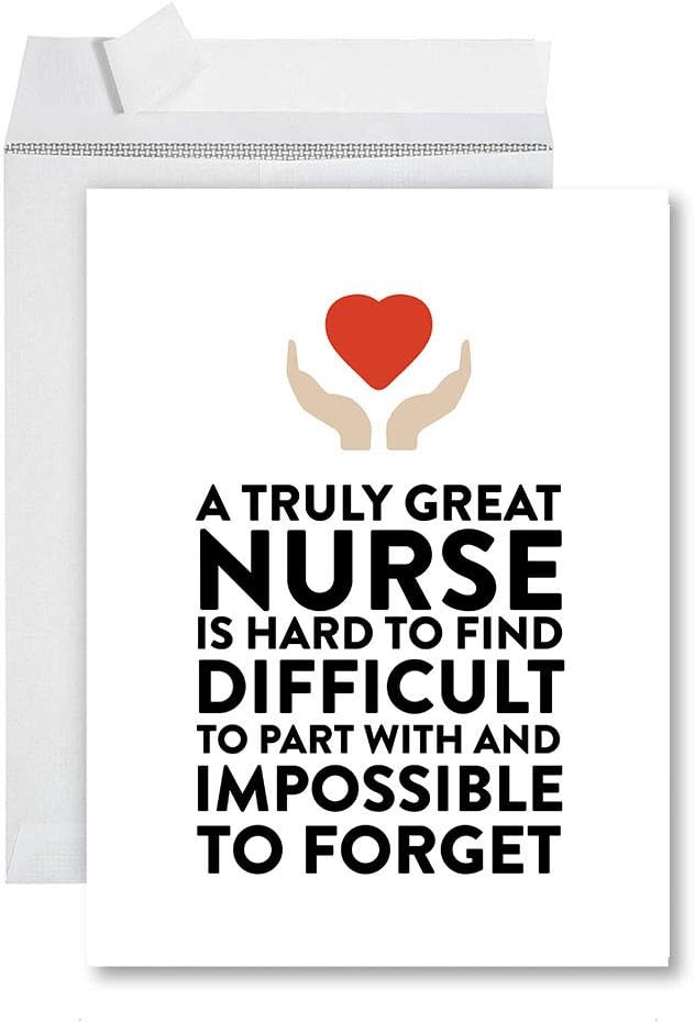 Andaz Press Funny Jumbo Retirement Card With Envelope 8.5 x 11 inch, Greeting Card, Truly Great Nurse, Impossible To Forget