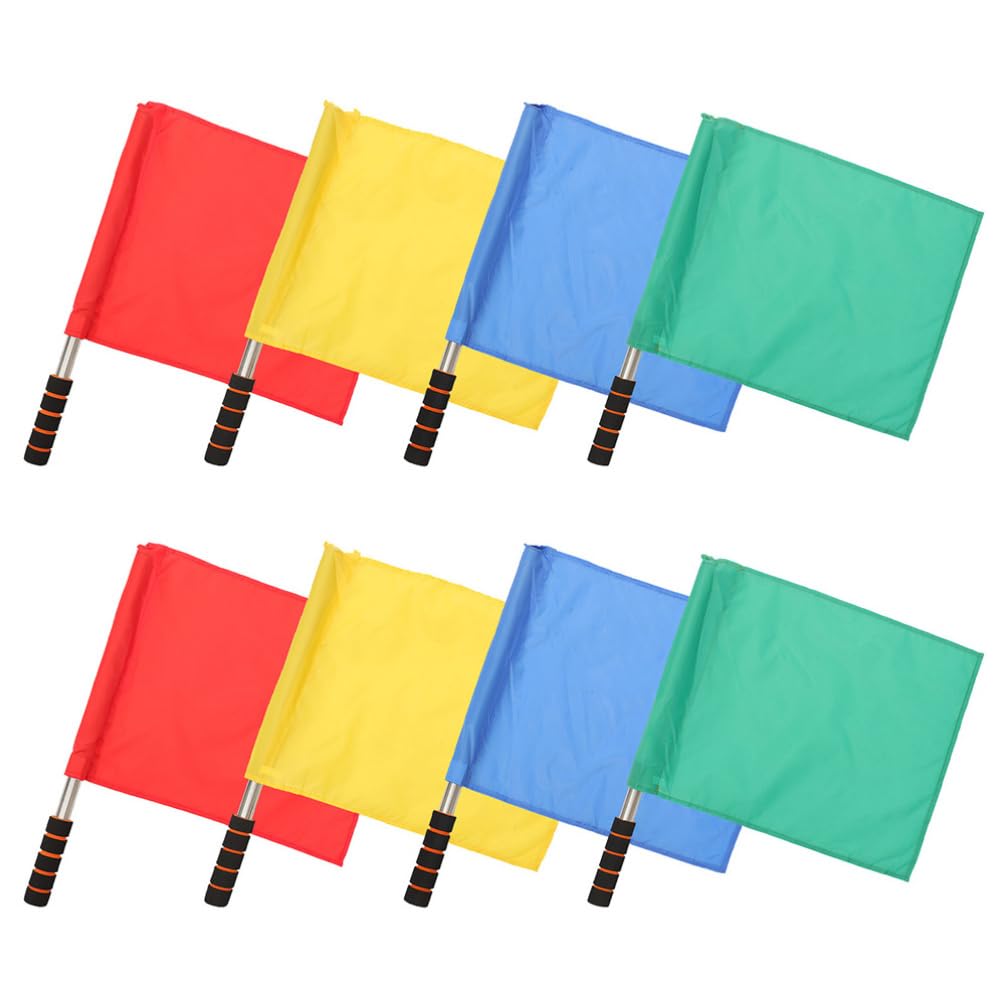 Yardwe Handheld Signal Flags 8 Pack Red Green Yellow Flags for Referee Sports Traffic Racing Tour Guide