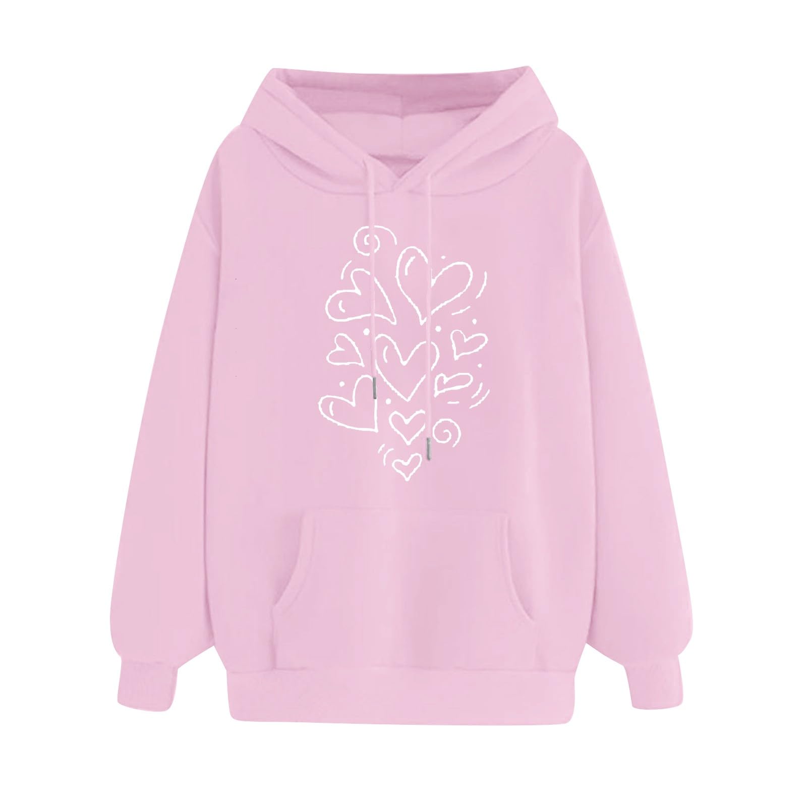 HOOUDO Sale Angebote Blitzangebote Damen Kapuzenpullover Mit Taschen Und Kordelzug Mit Einem Herzförmigen Gedruckten Lockeren Lässigen Langarmpullover Trends Für Teenager S Sale Angebote Bestellung