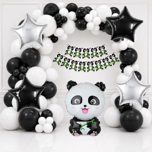 Image of Panda Birthday Balloon Decoration Kit, Black White Balloon Set