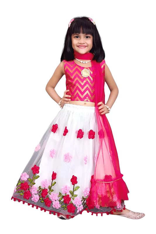 satyamfab Net Fabric Thread Embroidered Work Lehenga With Jacquard Weaving Choli and Smooth Net Dupatta for Girls | Navratri Collection(KUMBHA-113-$-Parent)-picture-8