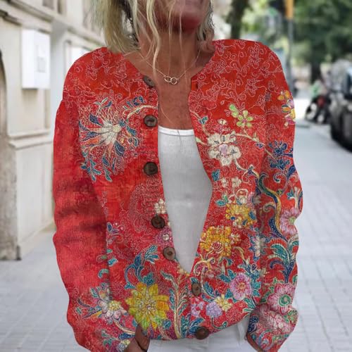 ZOCANIA Womens's Floral Print Button Down Cardigan Sweaters Casual Long Sleeve Open Front Knitted Sweater Fall Outfits2