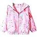 JinBei Bimba Giacche e Cappotti Bambina Cappotto Giacca a Vento Con Cappuccio Sottile Ragazza Rosa Unicorno Arcobaleno Cerniera Lampo Primavera Autunno Protezione Solare Vestiti Impermeabile 1-2 Anni