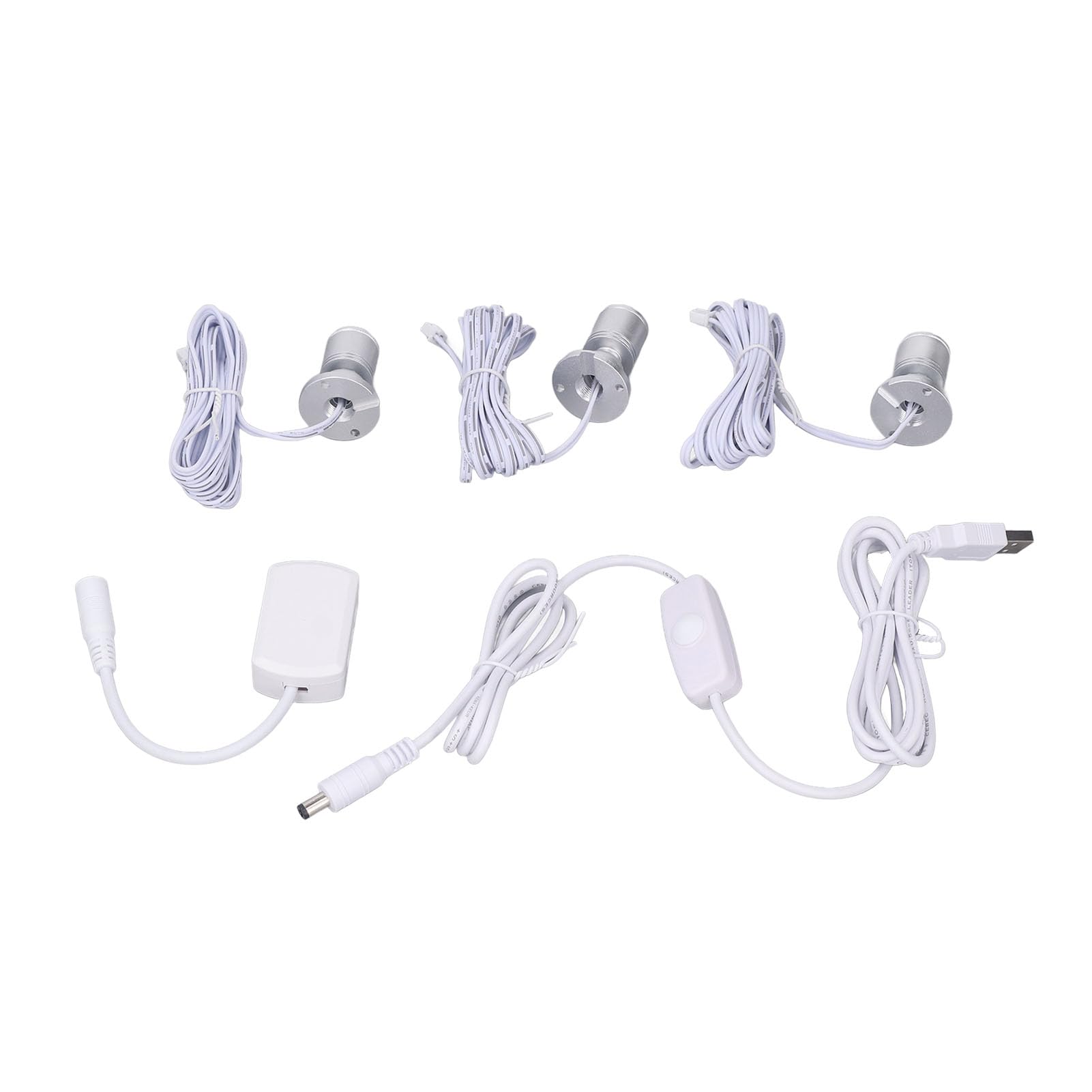 Wifehelper Mini Led Spotlights, Miniature USB Dimmable Small Lights, USB Rechargeable Picture Jewelry Showcase Display Lights for Organizer Porch Jewelry 5V (White Light)