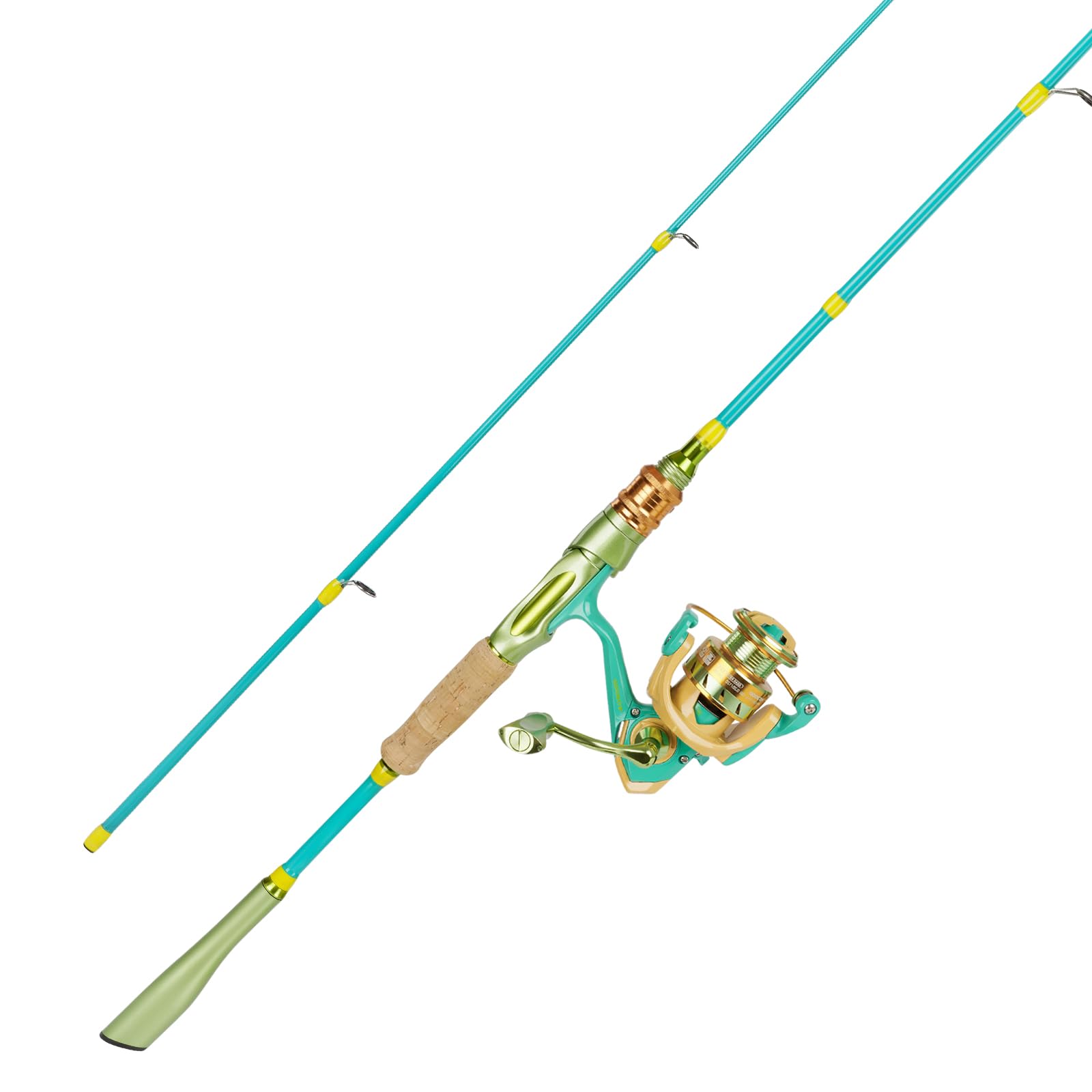 THKFISH Caña de pescar con carrete, caña de pescar de fibra de carbono de 2 piezas, caña de pescar y caña de pescar con mango de corcho, anillos de acero inoxidable y anillo de cerámica, 15/17/20 cm,